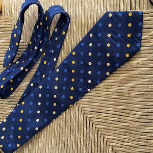 Charles Trywhitt Heavy Twill Blue Silk Tie With Large Dots EUC